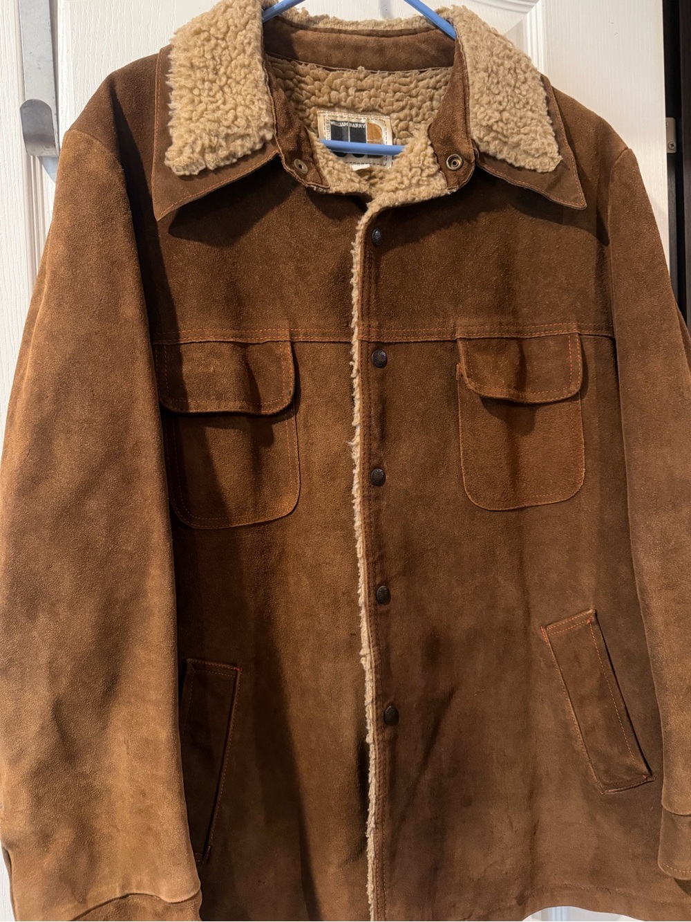 William Barry Brown Suede Sherpa-Lined Field Jacket